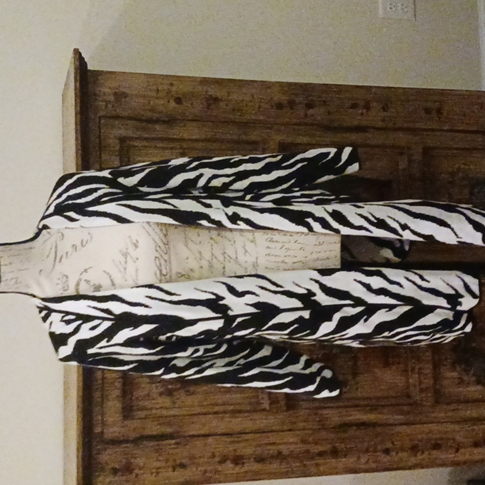 Zebra Print Open-Front Sweater